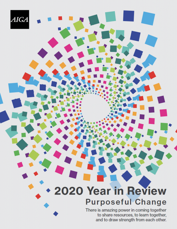 2020 AIGA Annual Report Cover with text 2020 AIGA Year in Review Purposeful Change