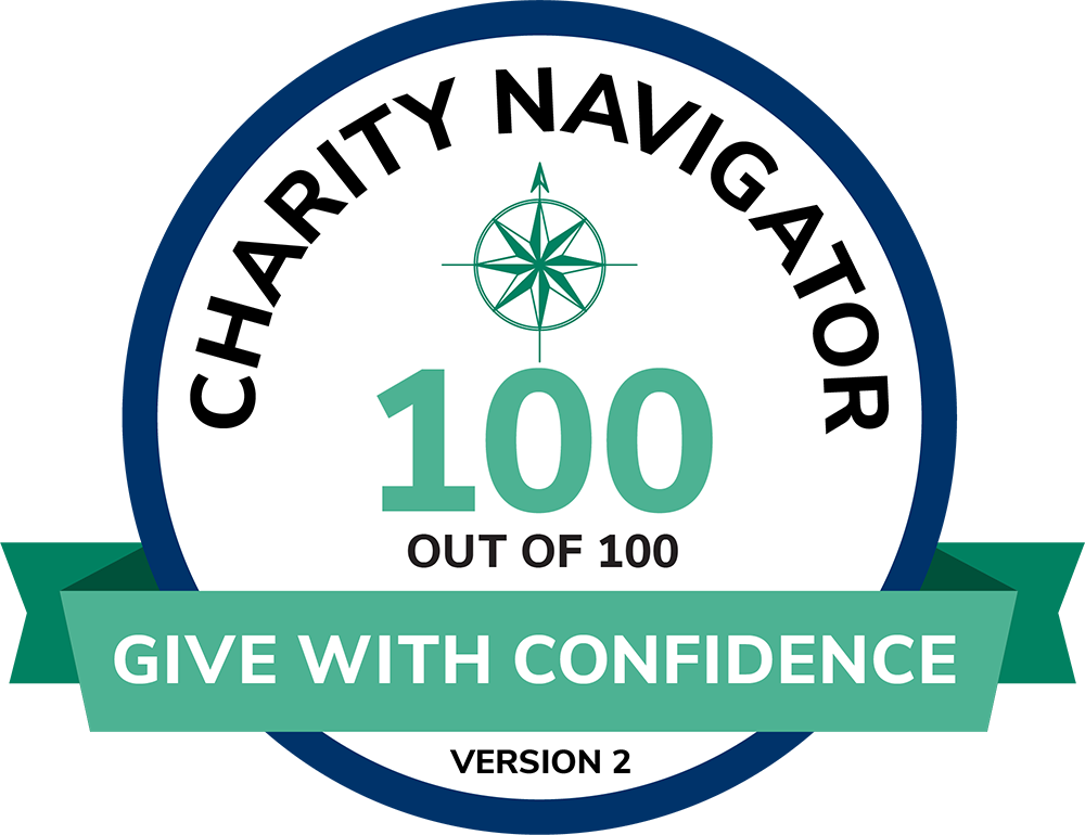 Charity Navigator Seal: 100 out of 100 Give with Confidence