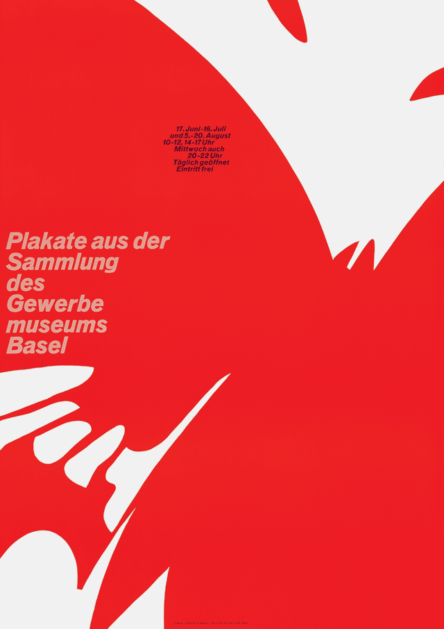 "Plakate aus der Sammlung des Gewerbe museums Basel," linocut,1964. Designer: Armin Hofmann; Printer: Buchdruckerei VSK, Basel.