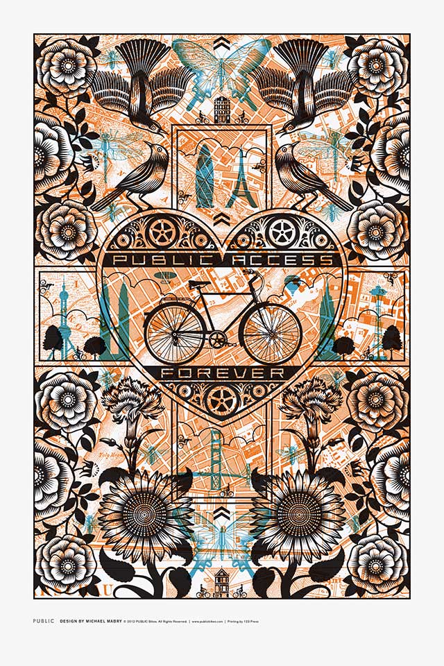 Public Bikes poster, 2012 Client: Public; Design firm: Michael Mabry Design; Creative director: Rob Forbes