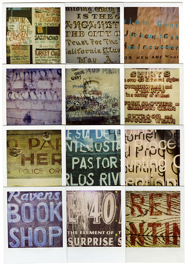 Polaroid photographs of vernacular lettering