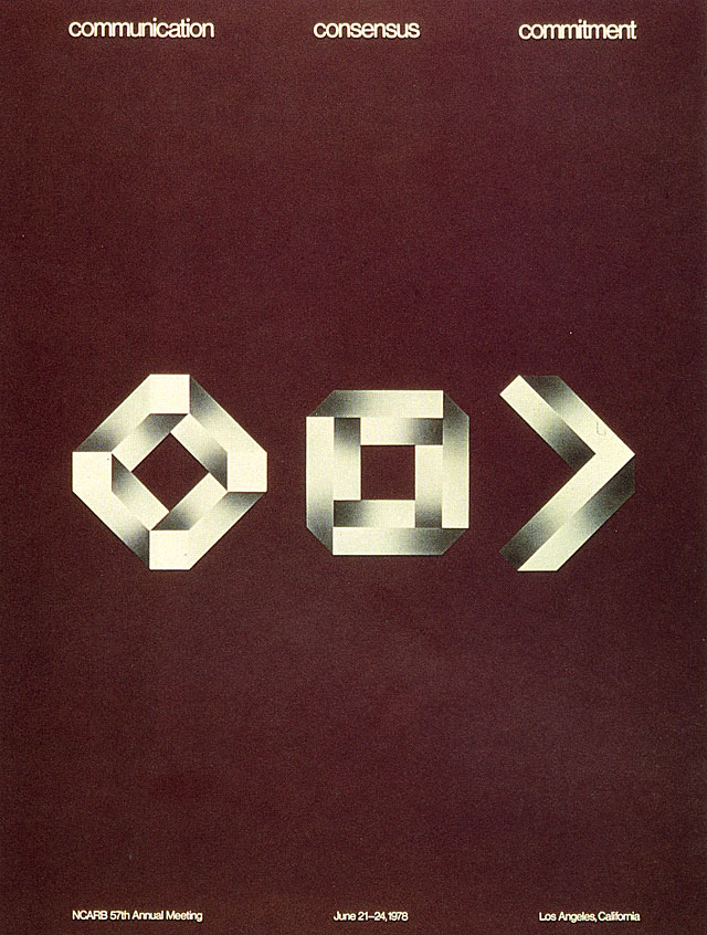 Communication, Consensus, Commitment poster for annual meeting of the National Council of Architectural Registration Boards, 1978.