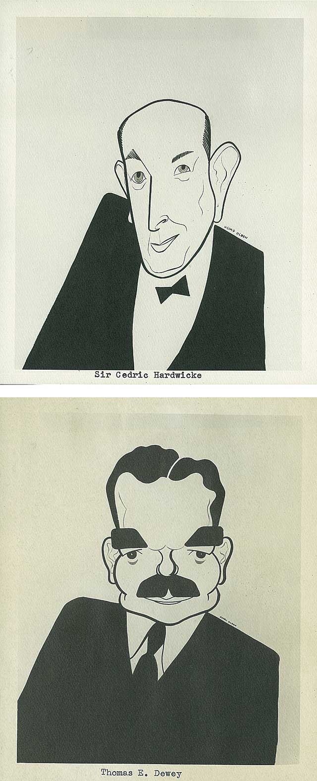 Caricatures: Cedric Hardwicke and Thomas Dewey