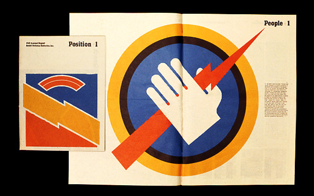 Spread from Gould, Inc. identity program designed by Robert Vogele