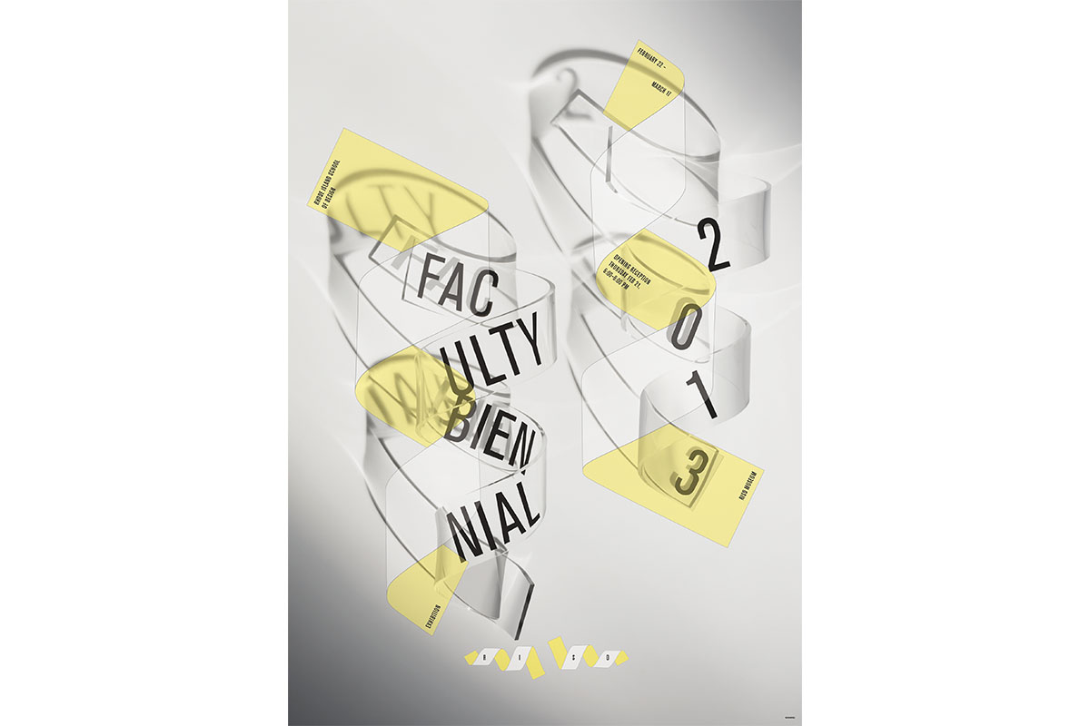 “Faculty Biennial,” 2013: Poster for a faculty exhibition at the Rhode Island School of Design Museum of Art
