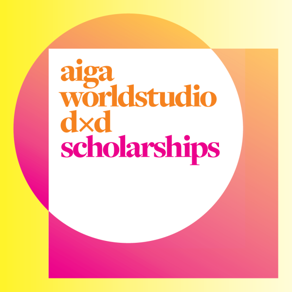 The words AIGA Worldstudio Scholarships artwork by Kristian Craig, 2022