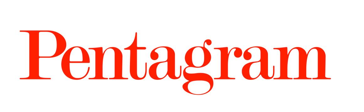 Pentagram New York logo. Red serif type against a white background.