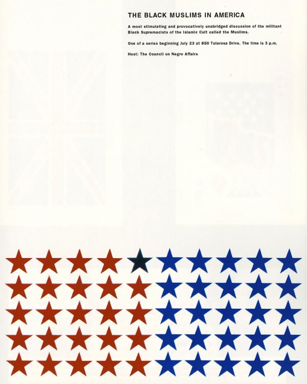 Bradford and Archie Boston, The Black Muslims in America poster for The Council on Negro Affairs, 1963.