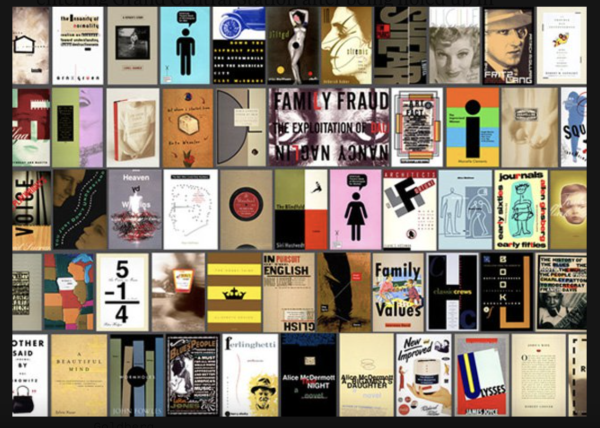 Various book covers and jackets, 1982–1998. Carin Goldberg