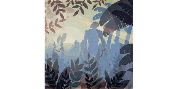 Panel from Aspects of Negro Life mural, 1934, created for the 135th Street branch of the New York Public Library