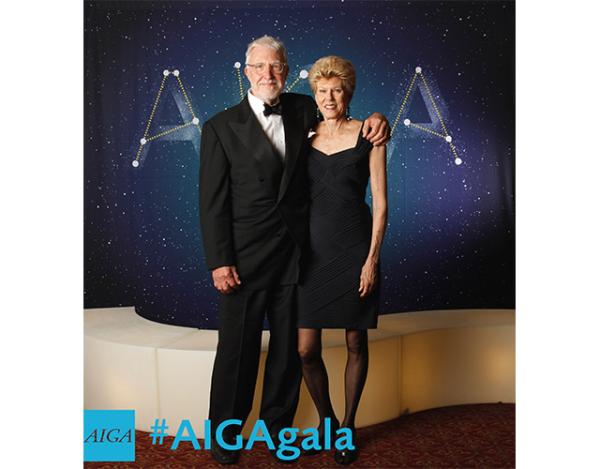 Ric Grefé and Karen Vogel Grefé at the 2015 AIGA Awards Gala photobooth