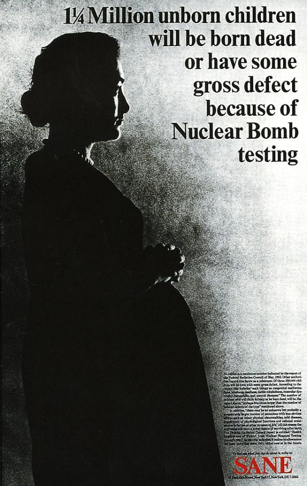 Controversial anti-nuclear poster created for the organization SANE, 1963
