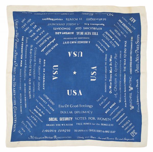 Blue Textile with Typography Marguertia Mergentime