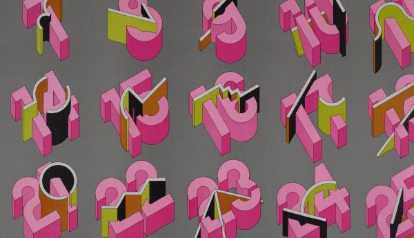 Takenobu_Igarashi_Typography_Sample_Pink_Numbers_With_Superimposed_Shapes