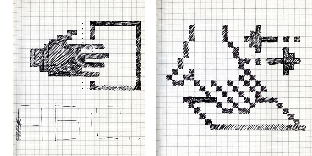 Icons designed in 1982 for an interview at Apple, courtesy of Susan Kare