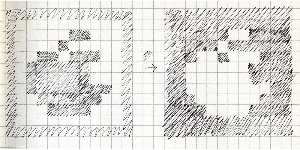 Sketches of the early Apple logo icon, courtesy of Susan Kare